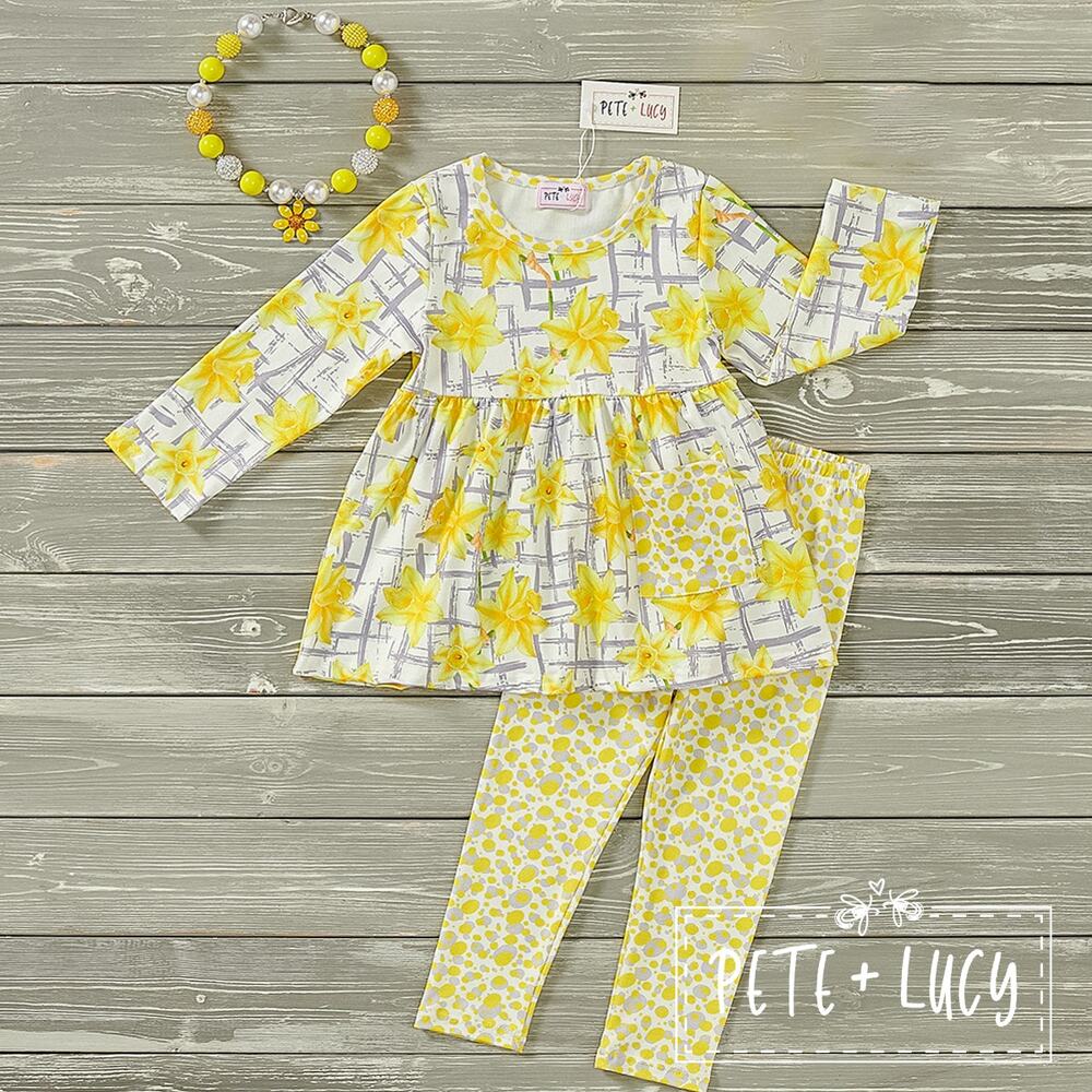 PETE + LUCY Daffodil Party 2 Piece Set Pants Babydoll Top Size 5 NEW